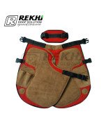 Farrier Chaps / Apron 65 CM GENUINE Suede Leather Beach Color and Red Canvas ( With Breathable Air Mesh Lining )