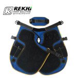 Farrier Chaps / Apron 65 CM GENUINE Suede Leather Black Color and Blue Canvas ( With Breathable Air Mesh Lining )