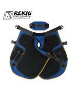 Farrier Chaps / Apron 65 CM GENUINE Suede Leather Black Color and Blue Canvas ( With Breathable Air Mesh Lining )