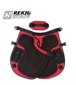 Farrier Chaps / Apron 65 CM GENUINE Suede Leather Black Color and Red Canvas ( With Breathable Air Mesh Lining )