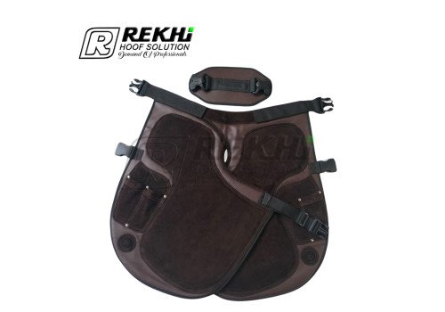 Farrier Chaps / Apron 65 CM GENUINE Suede Leather Brown Color and Brown Canvas ( With Breathable Air Mesh Lining )