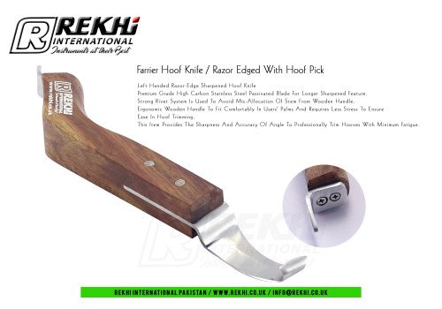 Farrier Hoof Knife ( With Hoof Pick - Left) Razor Edge