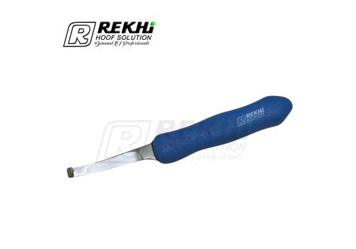 Cow and Cattle Hoof Knife EXPERT-GRIP-2K Right-short Narrow Blade of High Alloyed Carbon Stainless steel /Plastic Blue Handle