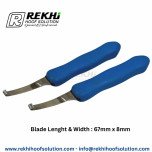 Cow and Cattle Hoof Knife EXPERT-GRIP Right-short Narrow Blade of High Alloyed Carbon Stainless steel /Plastic Blue Handle