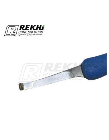 Cow and Cattle Hoof Knife EXPERT-GRIP-2K Right-short Narrow Blade of High Alloyed Carbon Stainless steel /Plastic Blue Handle