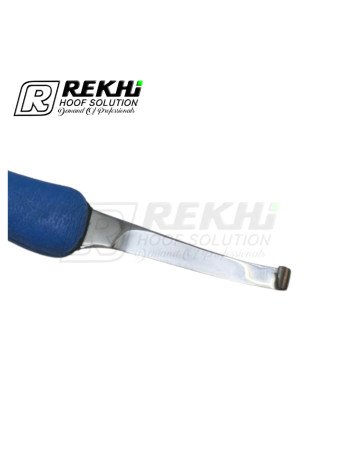 Cow and Cattle Hoof Knife EXPERT-GRIP-2K Left-short Narrow Blade of High Alloyed Carbon Stainless steel /Plastic Blue Handle