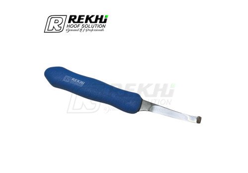 Cow and Cattle Hoof Knife EXPERT-GRIP-2K Left-short Narrow Blade of High Alloyed Carbon Stainless steel /Plastic Blue Handle