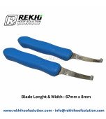 Cow and Cattle Hoof Knife EXPERT-GRIP Left-short Narrow Blade of High Alloyed Carbon Stainless steel /Plastic Blue Handle